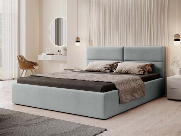 Čalúnená manželská posteľ s úložným priestorom Conti Slim 140x200 - svetlosivá