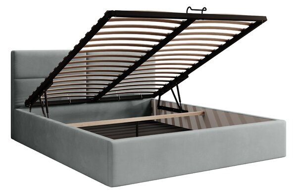 Čalúnená manželská posteľ s úložným priestorom Conti Slim 140x200 - svetlosivá