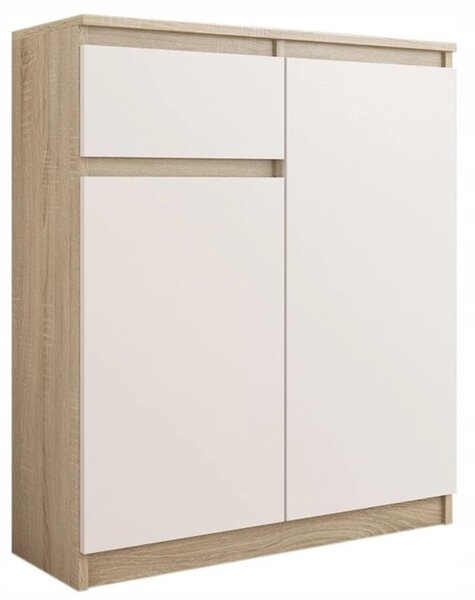 NovýNábytok.sk Komoda Refira (dub sonoma + biela). Akcia -10%. Vlastná spoľahlivá doprava až k Vám domov. 1151520