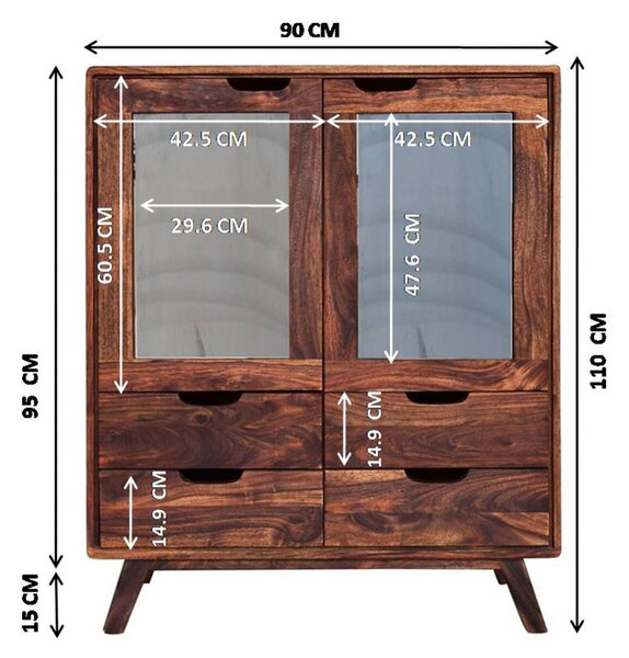 SKANE II. Komoda 90x40x110 cm. orechová lakovaná. palisander