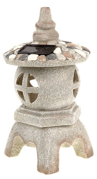 Pagoda so solárnym led svetlom (batérie na solárne dobíjanie), záhradná mgo keramika 21x37x21cm