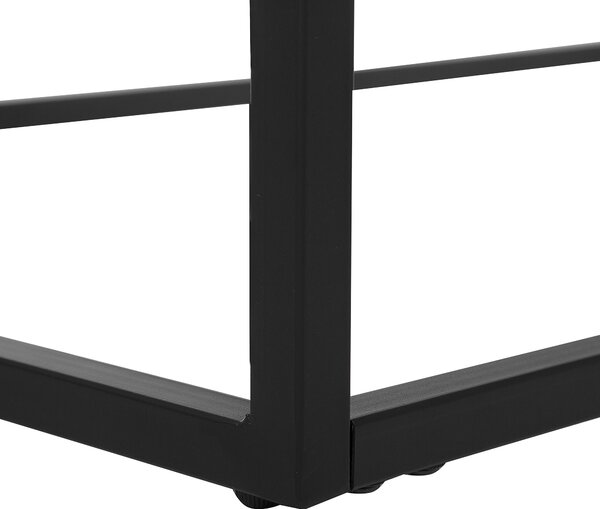 Konferenčný stolík sivá stolová doska imitácia betónu obdĺžnikový čierny kovový rám 115 x 64 cm industriálna obývacia izba