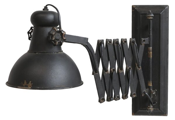Čierna antik nástenná lampa s patinou Factory Lamp - Ø21*45-105 cm/ E14/ 60W - Chic Antique