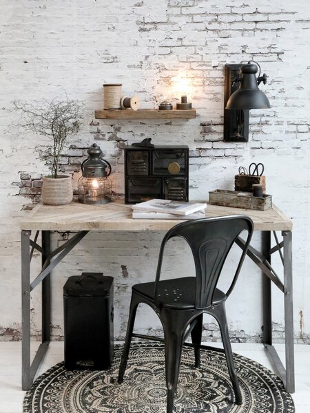 Čierna antik nástenná lampa s patinou Factory Lamp - Ø21*45-105 cm/ E14/ 60W - Chic Antique