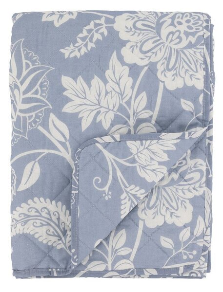Modrý bavlnený prehoz s kvetmi Aix Quilt - 130*180 cm - Chic Antique