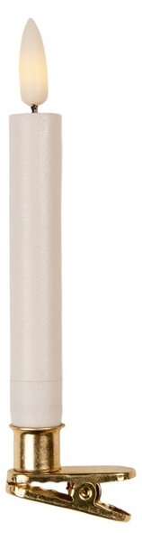 Set 10ks bielych úzkych sviečok s klipom Led Candle - Ø 2*14 cm / 10*AAA - Clayre & Eef