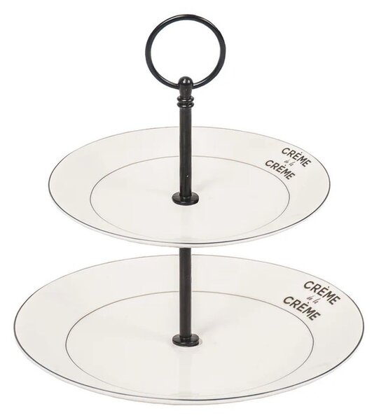Krémový porcelánový 2 poschodový etažér Crème de la Crème - Ø 27,5*Ø 20*23 cm - Housevitamin