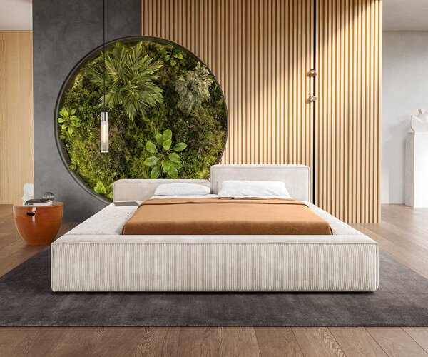 DELIFE Čalúnená posteľ Kalinea 140×200 cm manšester béžová