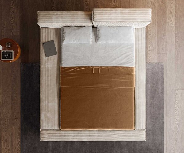 DELIFE Čalúnená posteľ Kalinea 140×200 cm manšester béžová