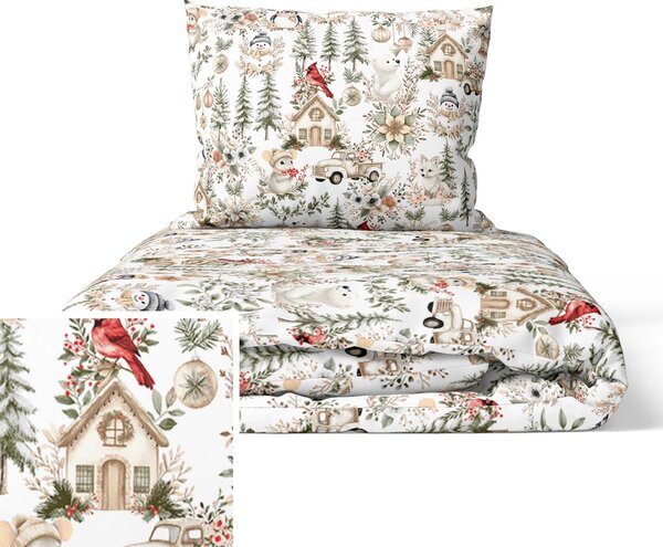 Koze.sk DETSKÉ obliečky 140x200 pre dieťa 100% bavlna CERTIFIKÁT Zima Boho Zelená