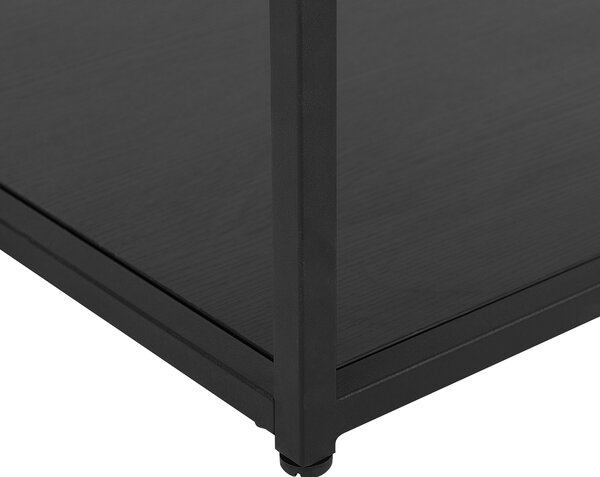 Konferenčný stolík čierna syntetický materiál kov 100 x 50 cm obdĺžniková sklenená vrchná doska s policou industriálny štýl obývačka