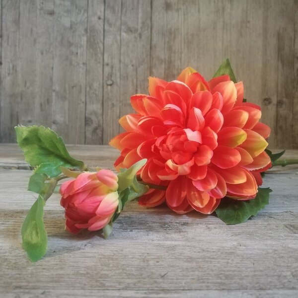Georgína (dahlia) farebná, umelý kvet 67cm farba: oranžová