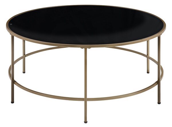 Konferenčný stolík Čierny sklenený vrchný rám Zlatý kovový rám Okrúhly 88 cm moderný dizajn Glam