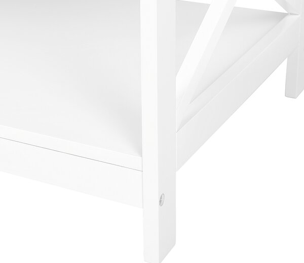 Konferenčný stolík biely MDF 100 x 55 cm obdĺžnikový s policou moderný škandinávsky štýl