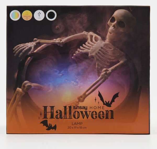 Sinsay - Halloweenska LED dekorácia - kostlivec v kotlíku - čierna