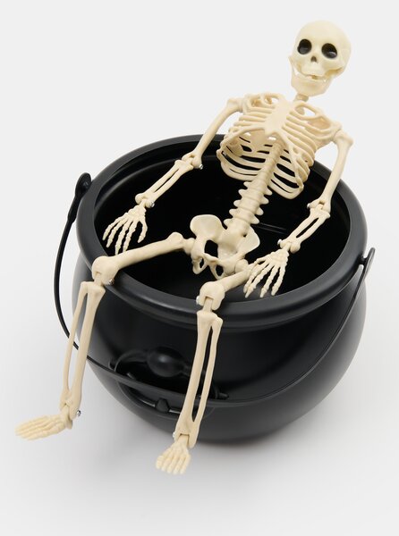 Sinsay - Halloweenska LED dekorácia - kostlivec v kotlíku - čierna