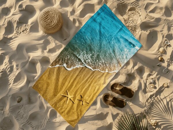 Rýchloschnúca plážová osuška SUNNY BEACH farebná 70 x 140 cm, 100% mikrovlákno