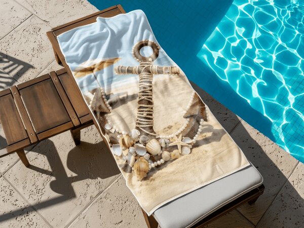 Rýchloschnúca plážová osuška ANTIC ANCHOR farebná 70 x 140 cm, 100% mikrovlákno