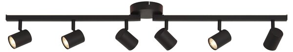 Moderné čierne 6-svetlové stropné bodové svietidlo GU10 50mm s podsvietením a 3-cestným vypínačom - Back Up