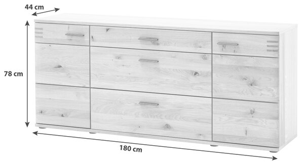 ŠIROKÁ KOMODA, trámový dub, dub bianco, 180/78/44 cm Livetastic - Online Only drobný nábytok, Online Only