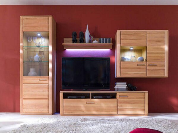 OBÝVACIA STENA, jadrový buk, farby buka Livetastic - Drevený nábytok do obývačky, Online Only