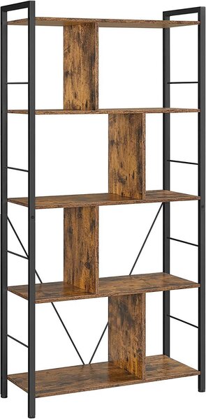 REGÁL, čierna, hnedá, uhlíková oceľ, 74/150/30 cm Boxxx - Online Only obývacie izby, Online Only