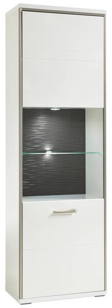 VITRÍNA, sivá, strieborná, biela, biela s vysokým leskom, 64/201/38 cm Livetastic - Sklenené vitríny, Online Only