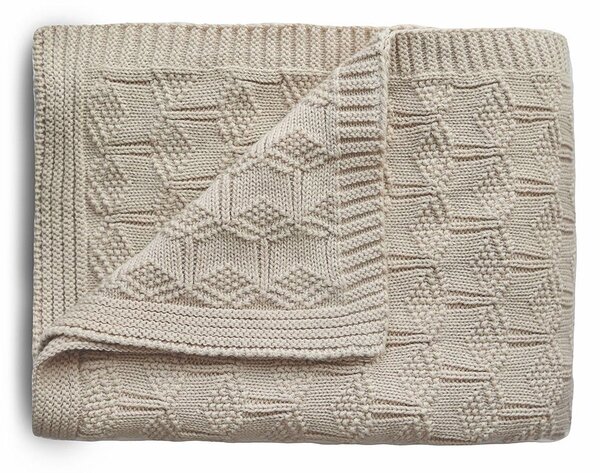 Mushie pletená detská deka z organickej bavlny vzorkovana-beige