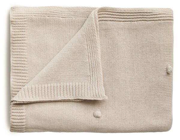 Mushie pletená detská deka z organickej bavlny bodkovana-off-white