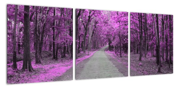 Moderný obraz - fialový les (Obraz 90x30cm)