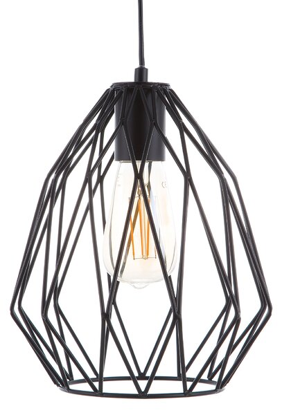 Závesná stropná lampa čierna s jedným svetlom drôtené klietkové tienidlo industriálny štýl