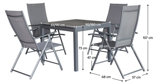 KONDELA Záhradný set 1+4, tmavosivá, NIKY