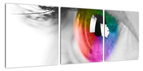 Moderný obraz: farebné oko (Obraz 90x30cm)