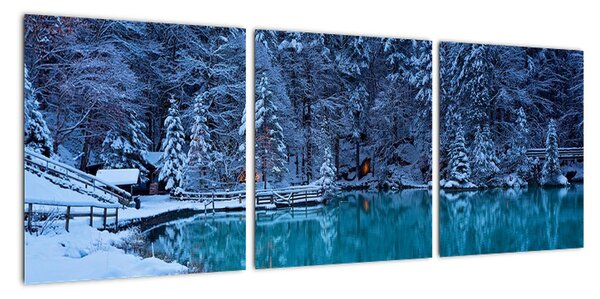 Obraz zimného jazera (Obraz 90x30cm)