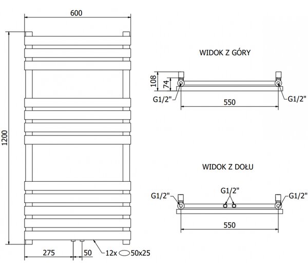 Mexen Jowisz, elektrické vykurovacie teleso 1200 x 600 mm, 600 W, biela, W107-1200-600-2600-20