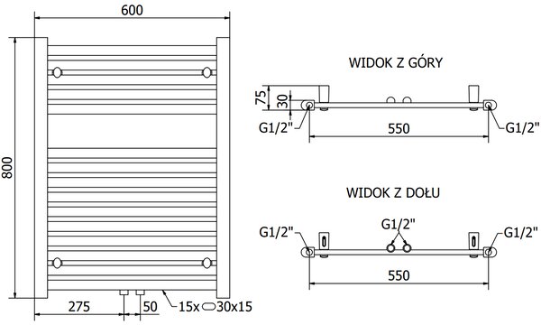 Mexen Hades, elektrické vykurovacie teleso 800 x 600 mm, 600 W, čierna, W104-0800-600-2600-70