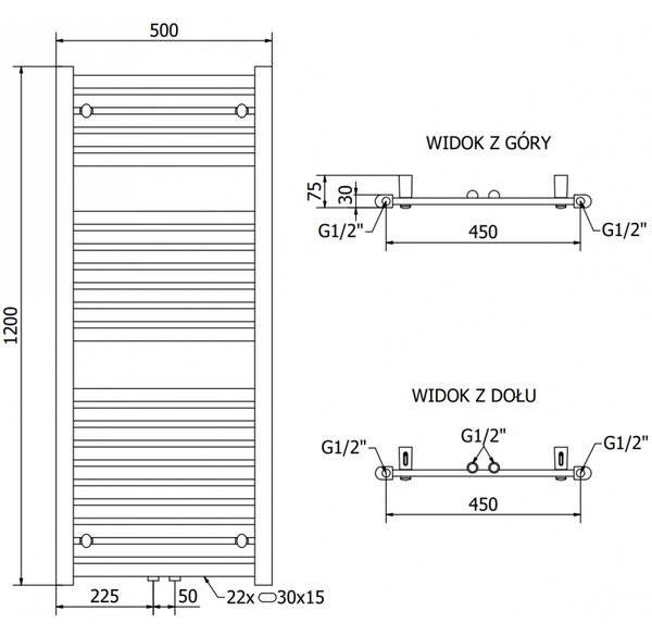 Mexen Hades, elektrické vykurovacie teleso 1200 x 500 mm, 600 W, antracitová, W104-1200-500-2600-66