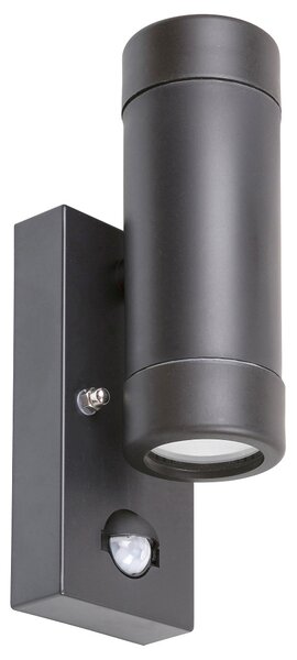 Rabalux 8835 Medina exteriérové nástenné svietidlo so senzorom GU10 2xmax 10W IP44 matná čierna