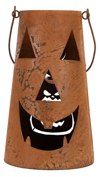 Rustikálna hrdzavá lampáš tekvica Halloween - Ø 14*23 cm - Clayre & Eef
