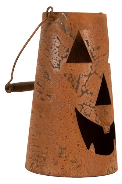Rustikálna hrdzavá lampáš tekvica Halloween - Ø 14*23 cm - Clayre & Eef