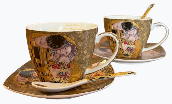 Zlaté šálky s lyžičkou Gustav Klimt The KISS