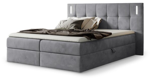 Wilsondo Čalúnená boxspring manželská posteľ s vrchným matracom Dancer - sivá Rozmer: 200x200