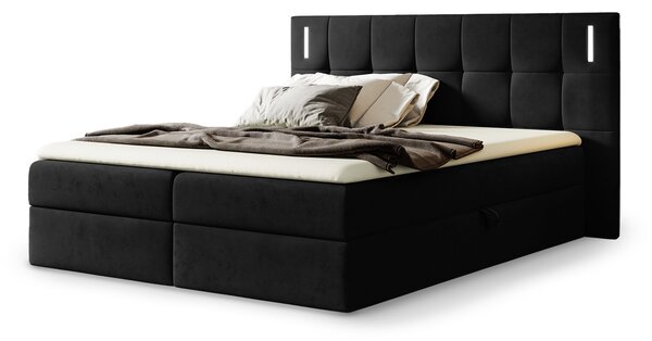 Wilsondo Čalúnená boxspring manželská posteľ s vrchným matracom Dancer - čierna Rozmer: 200x200