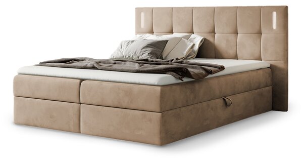 Wilsondo Čalúnená boxspring manželská posteľ s vrchným matracom Dancer - béžová Rozmer: 200x200