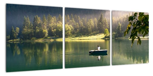 Obraz loďky na jazere (Obraz 90x30cm)