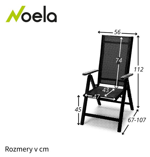 Noela Polohovacie kovové kreslo Mona natural podrúčky