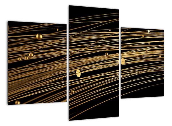 Abstraktný obraz zlatých vlákien (Obraz 90x60cm)