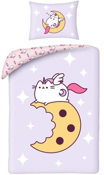 Posteľné obliečky z mikrovlákna Pusheen na mesiaci - 70x90 cm + 140x200 cm