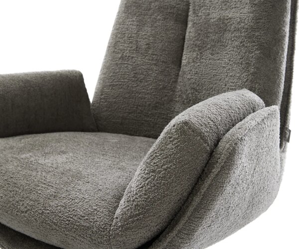DELIFE Jedálenská stolička Clea-Flex bouclé mäkký tmavobéžová krížová podstava široká titánová farba 360° otočný hojdacia funkcia