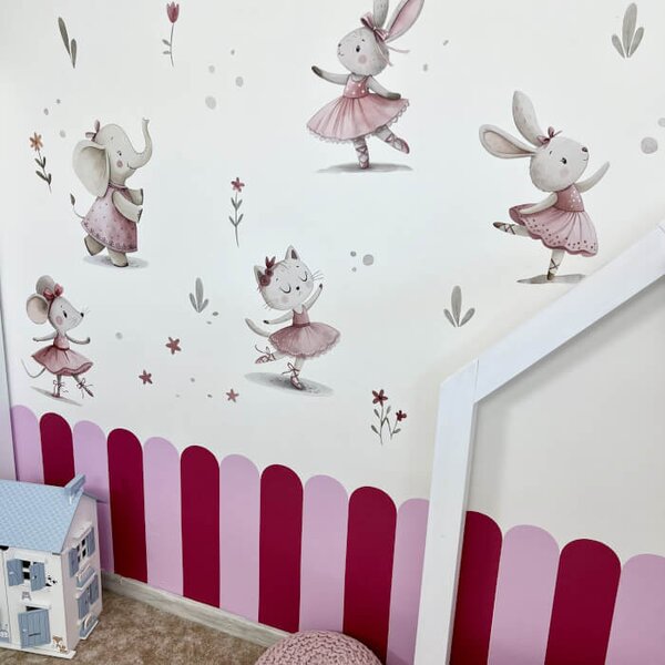 INSPIO-textilná prelepiteľná nálepka - Samolepiace tapety na stenu - Baletky
